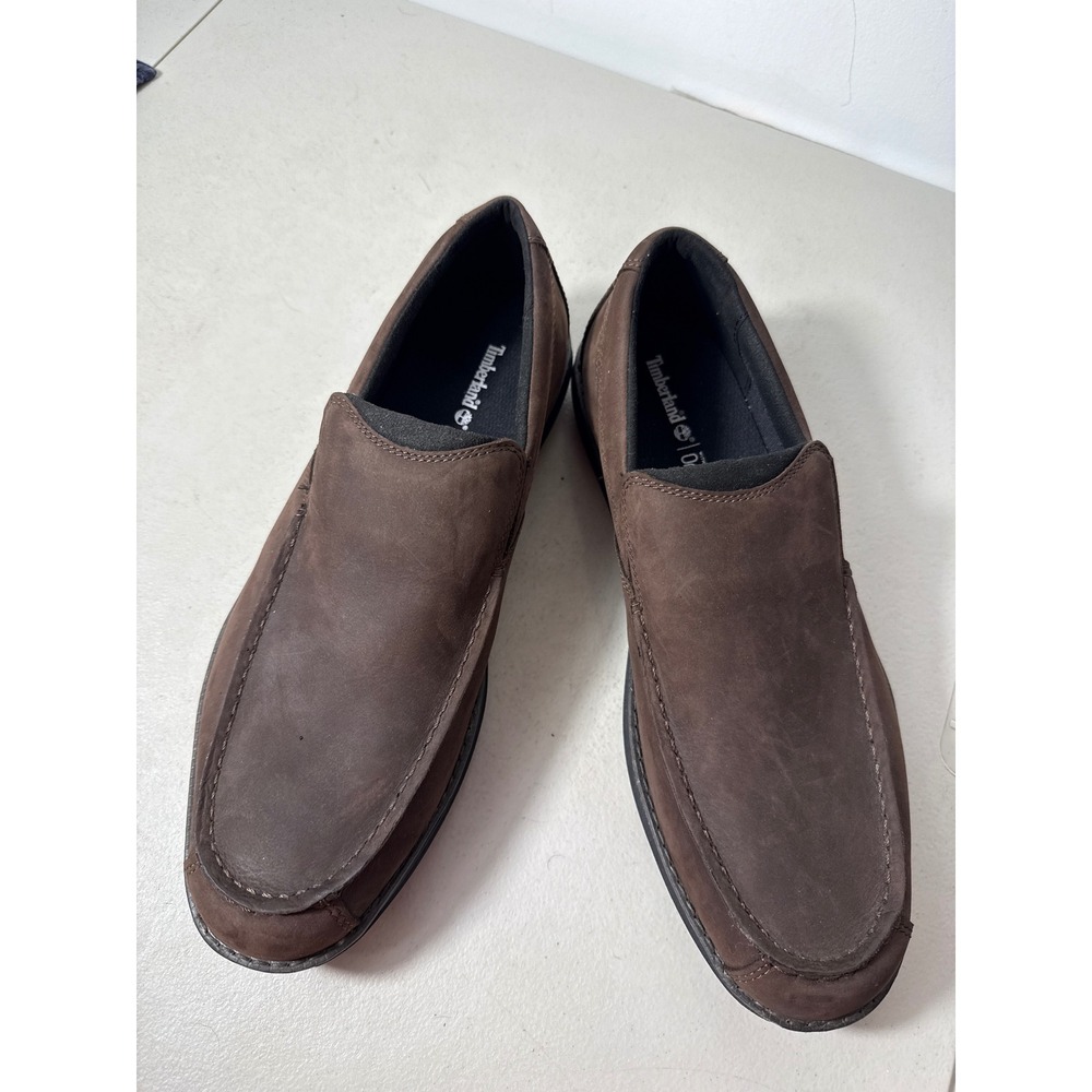 Timberland Mens Brown Nubuck Leather Slip On Loafers Moc Toe OrthoLite A17YV 12